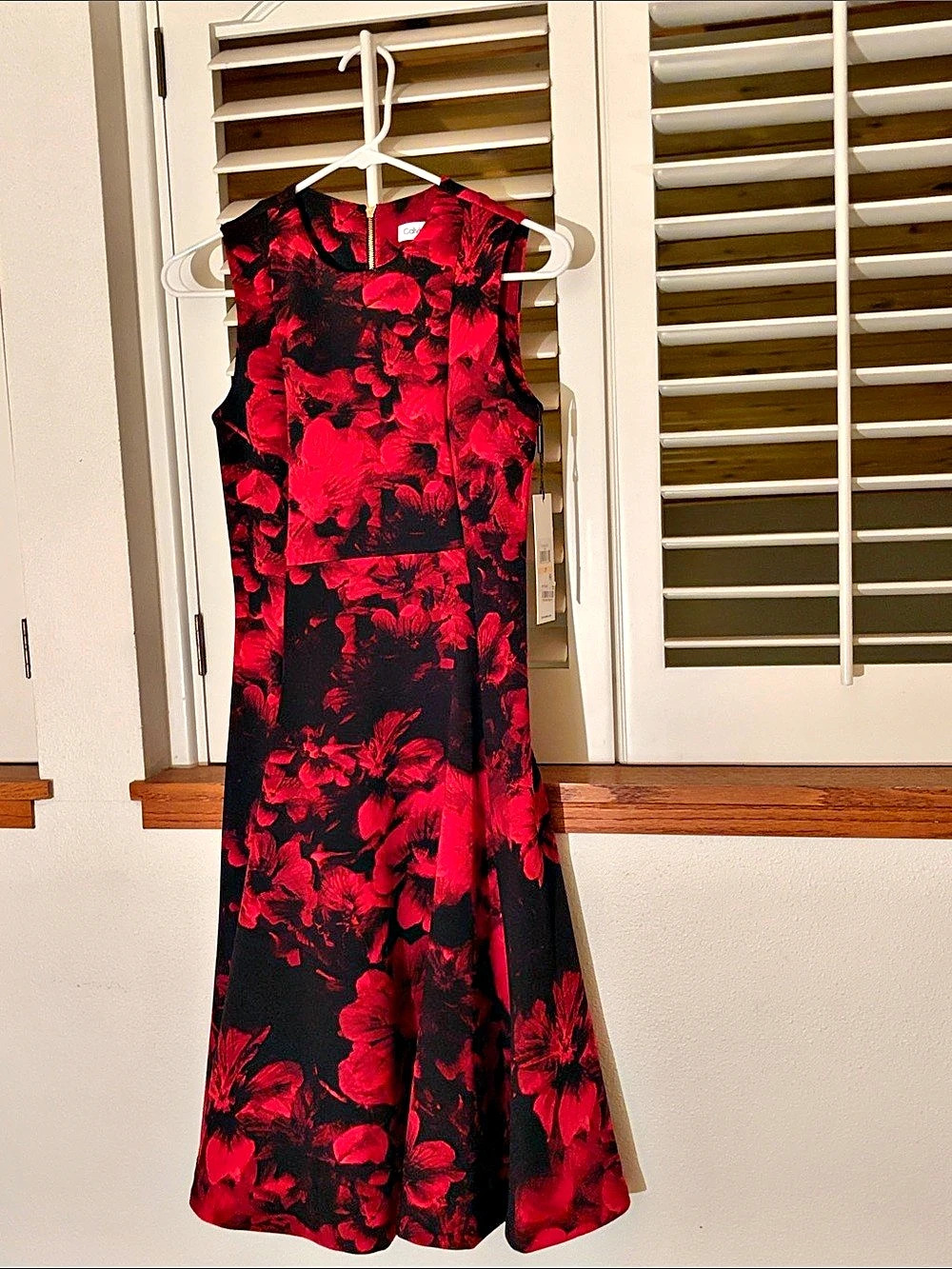 CABI Floral Maxi Dress in Black & Red Like New